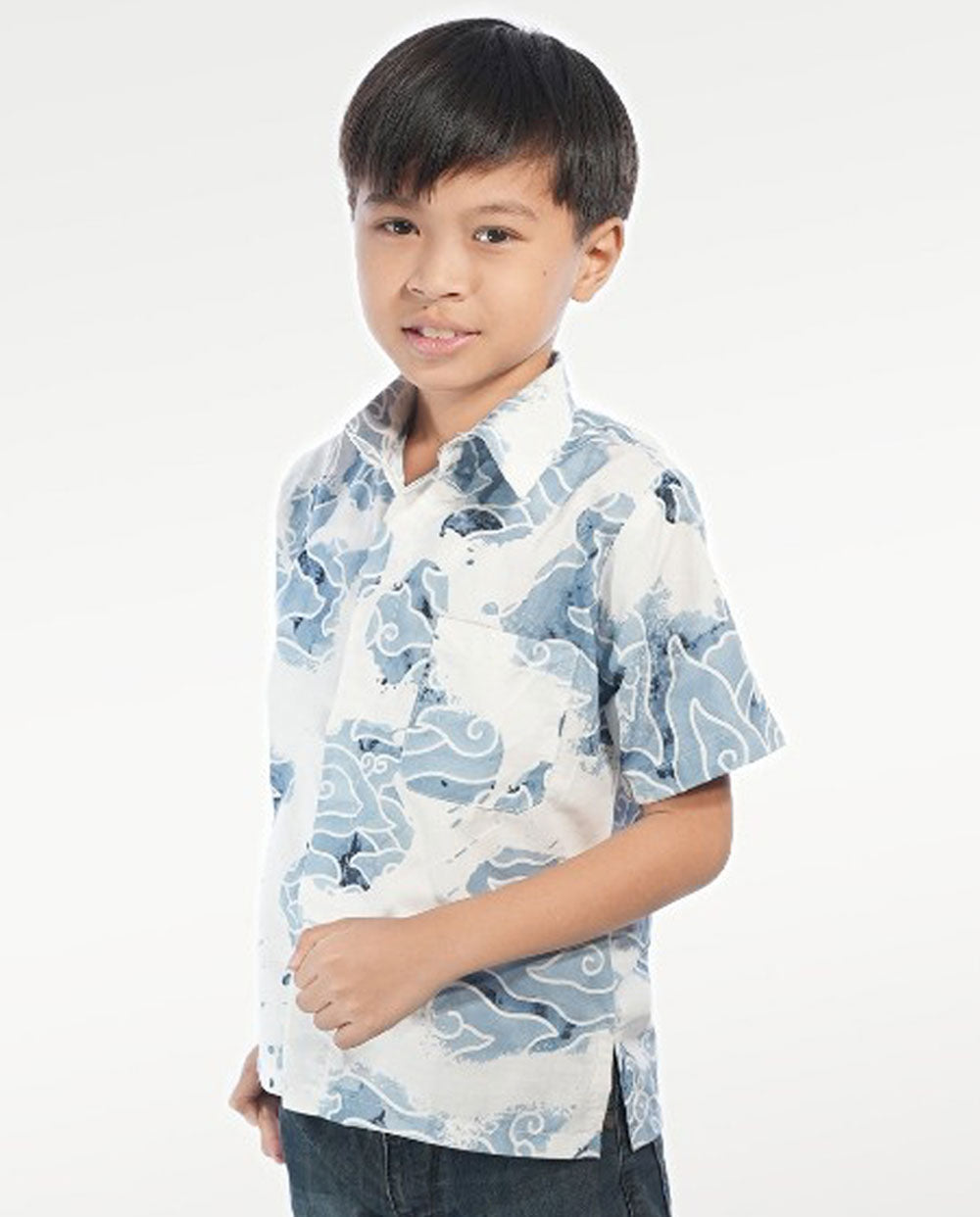 Kid's Batik Shirt - Watercolor Waves