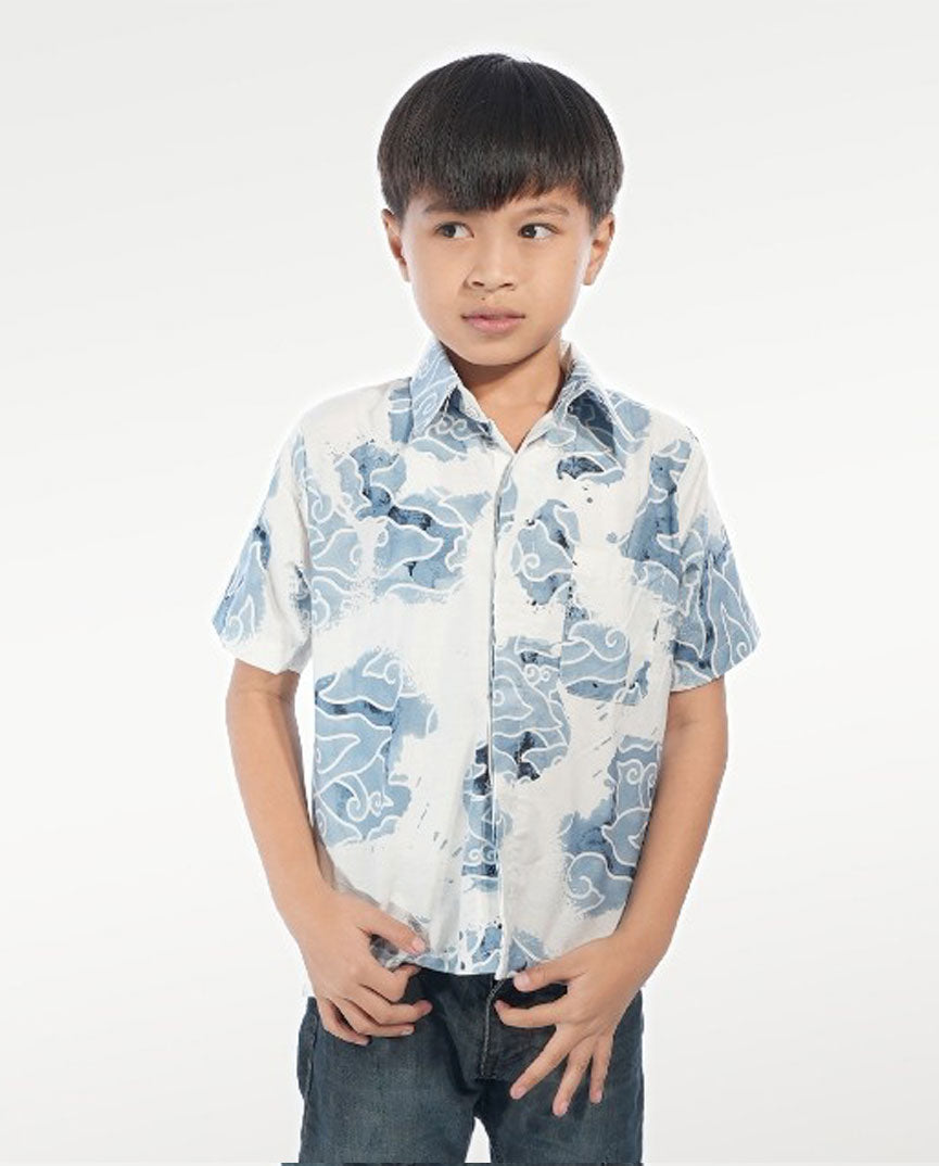 Kid's Batik Shirt - Watercolor Waves 2