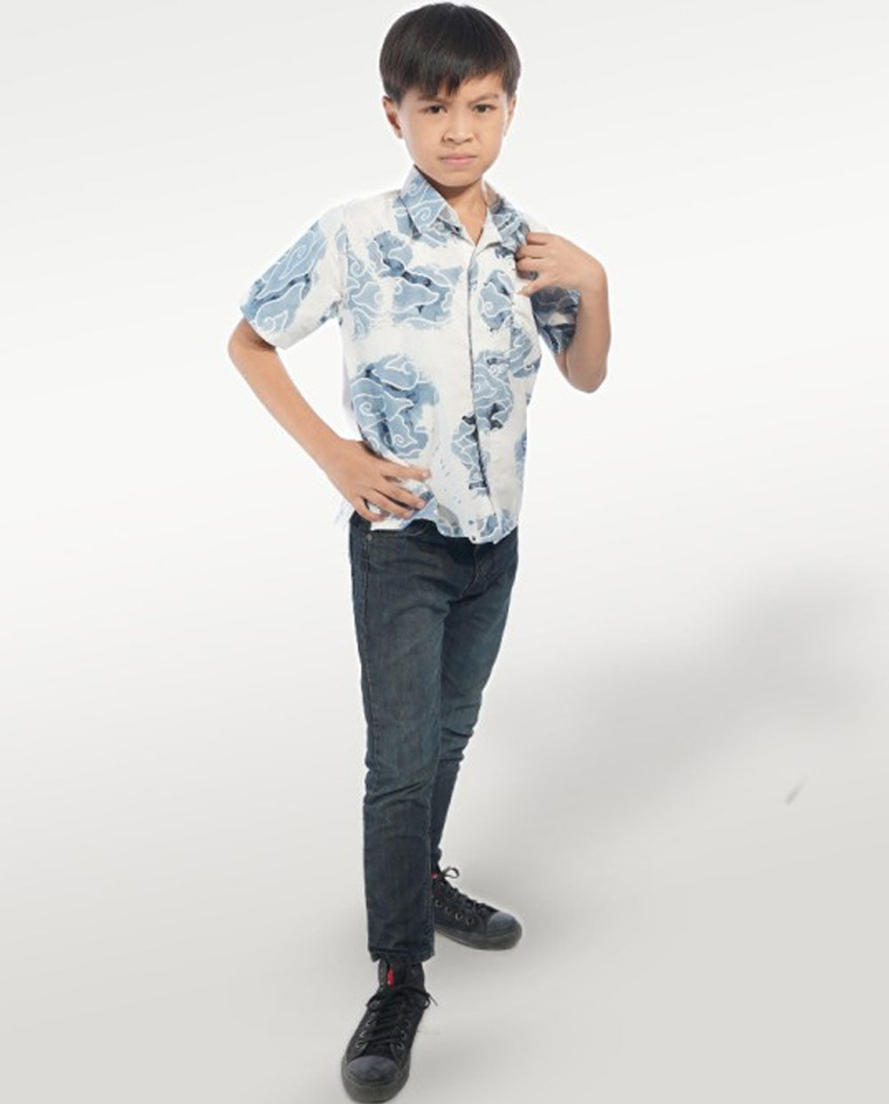 Kid's Batik Shirt - Watercolor Waves 3