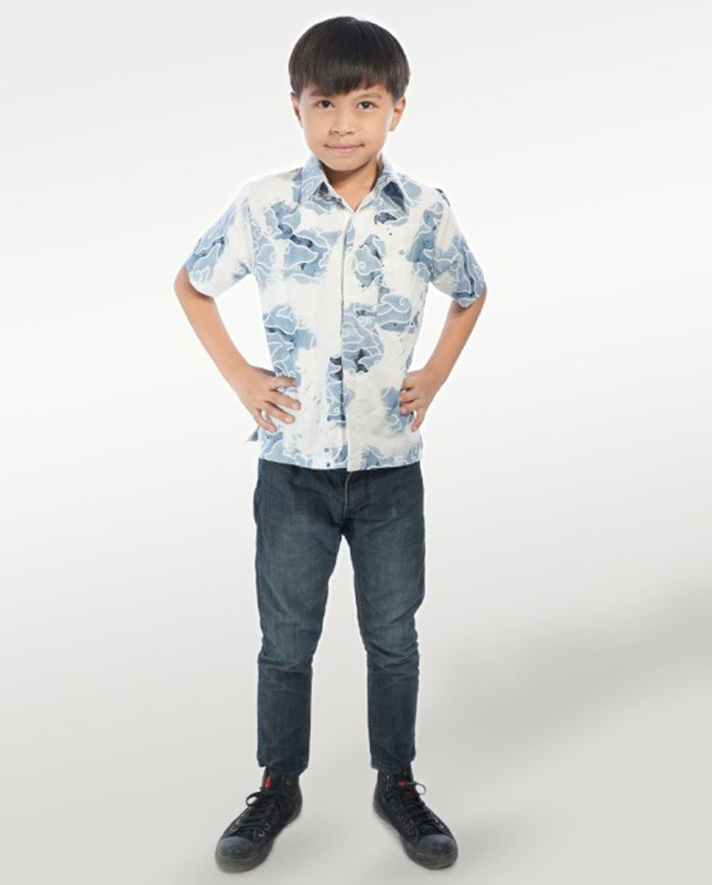 Kid's Batik Shirt - Watercolor Waves 4